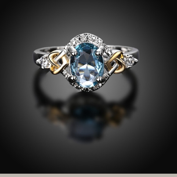 Blue Topaz .925 Silver Dainty Ring - Picture 4 of 7